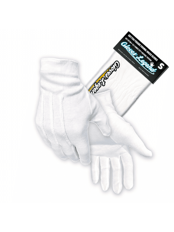 - Small - 1 Pair (2 Gloves) 100% Cotton White Parade Formal Dress Gloves For Women