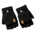 thumbnail image 1 of Gloves Mittens Winter Knitted Fingerless Gloves Thermal Insulation Warm Convertible Mittens Flap Cover for Men Women, 1 of 6