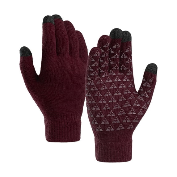 Gloves Pair Snow Under 5$, Red Inclusive Sizing Baberdicy Winter Upgraded Touch-Screen Anti-Slip Gloves Elastic Cuff Thermal Soft Knit Lining Gloves for Men Women