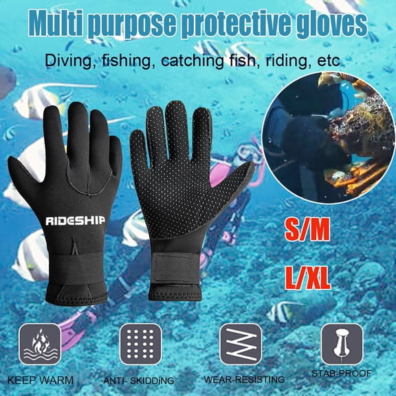 Gloves Scuba Diving Gloves Wetsuit Dive Gloves for Men Women Swimmers, 3Mm Flexible Anti Slip Thermal Five Finger Surfing Glove for Spearfishing Paddling Kayaking Swimming S