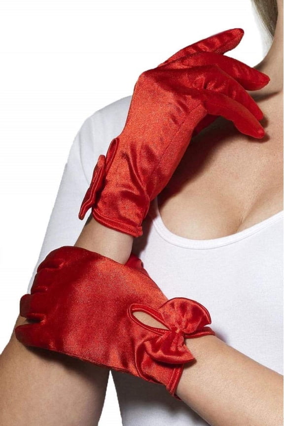 Gloves Short Adult Red Fever One Size Female Fancy Dress Party Book Week Halloween