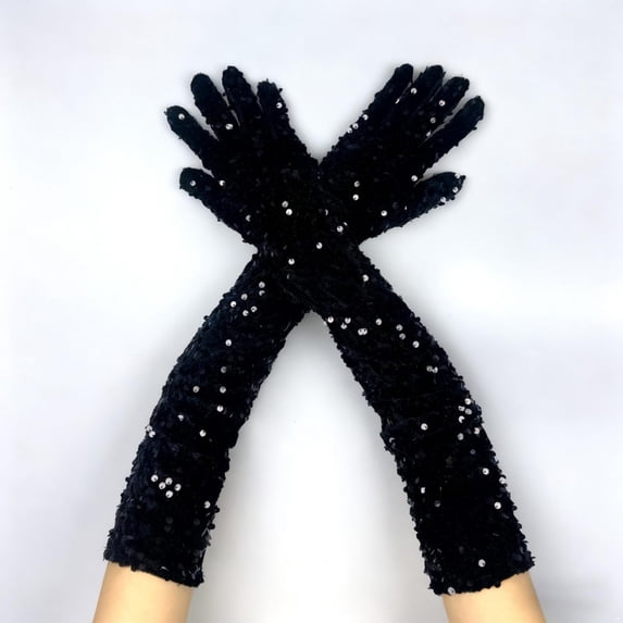 Gloves, Sparkly Sequin Long Gloves, Velvet Arm Sleeves Evening Gloves, Wedding Prom Gloves for Women, Formal Events, Party, Elegant & Glamorous Baberdicy, Ideal for Women