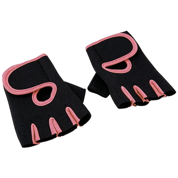 Gloves Unisex Half Finger Workout with Wrist Support Gym Weight Lifting Pink by Duoif