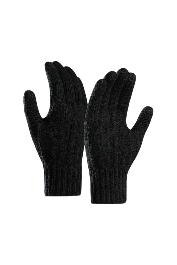 Gloves for Women Knitted Gloves Male Jacquard Huafen Refers To Wool And Hair Thickening In The Fall And Winter To Keep Warm Screen Gloves Black One Size