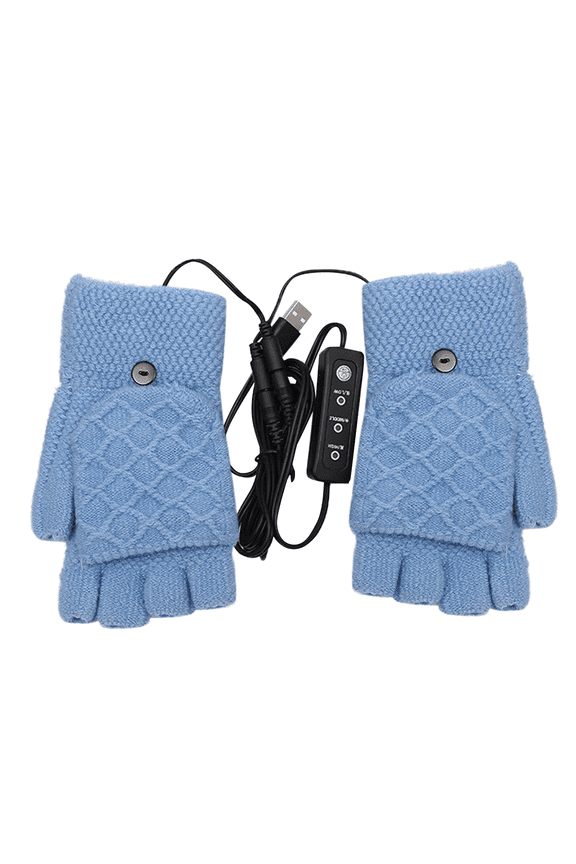 Gloves for Women Men Autumn Winter Women Half Finger Gloves Top Gloves Keep Warm Mittens Warm Gloves Gloves for Women Men Little Ones Usb Heating Gloves Sky Blue One Size