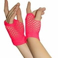 thumbnail image 1 of Gloves for Kids Pink Ladies Girls Short Mesh 80s STYLE Fishnet Hen night Party Wear, 1 of 3