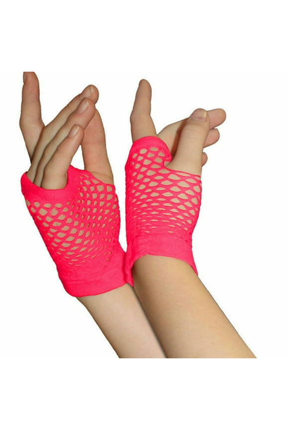 Gloves for Kids Pink Ladies Girls Short Mesh 80s STYLE Fishnet Hen night Party Wear