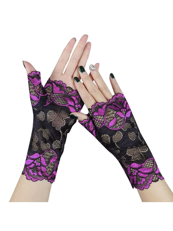 Gloves for Women Breathable Lace Half Finger Sunscreen Open Finger Driving Decor Gloves Light All Occasion Wear