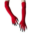 thumbnail image 1 of Gloves for Women Long Arm Claw Gloves with Nails Stretchy Halloween Feastival Accessories Free Size, 1 of 3