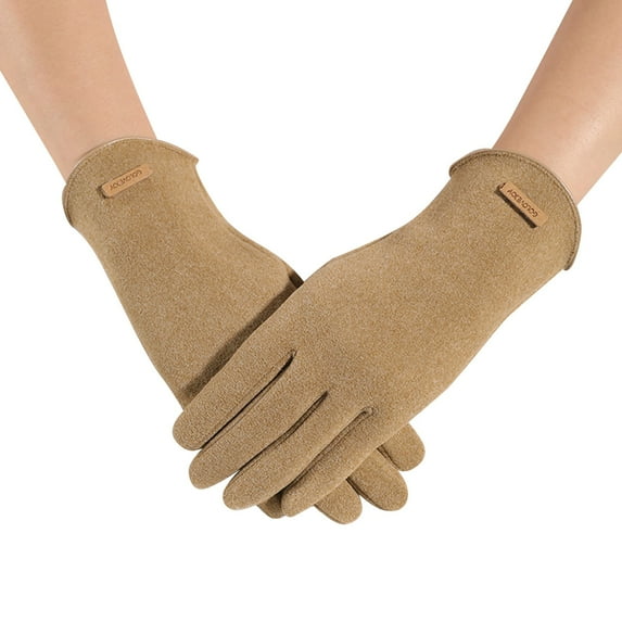 Gloves for Women Men Autumn Winter Warmth Retention American Color Contrast Screen Plush Thickened Plush Windproof Cold Proof Gloves D One Size