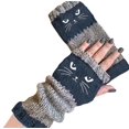 thumbnail image 1 of Gloves for Women Men Cat Embroidery Splicing Knitted Gloves Warm Gloves Fashion Leaky Finger Casual Glove Navy One Size, 1 of 7