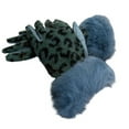 thumbnail image 1 of Gloves for Women Men Leopard Print Polyester Gloves With Cuffs Blue One Size, 1 of 3