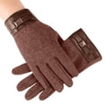 thumbnail image 1 of Gloves for Women Men Velvet Screen Plus Velvet Warm Gloves Brown One Size, 1 of 4