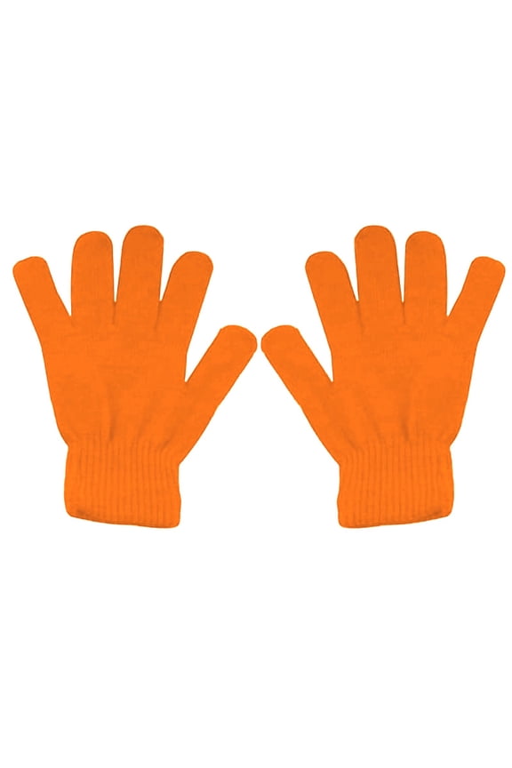 Gloves for Women Men Winter Gloves Warm Strecty Knit Gloves for Men Women Orange One Size