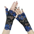 thumbnail image 1 of Gloves for Women Men Women Fashion Sexy Half Finger Lace Breathable Short Gloves Open Finger Driving Sunscreen Gloves Blue One Size, 1 of 3