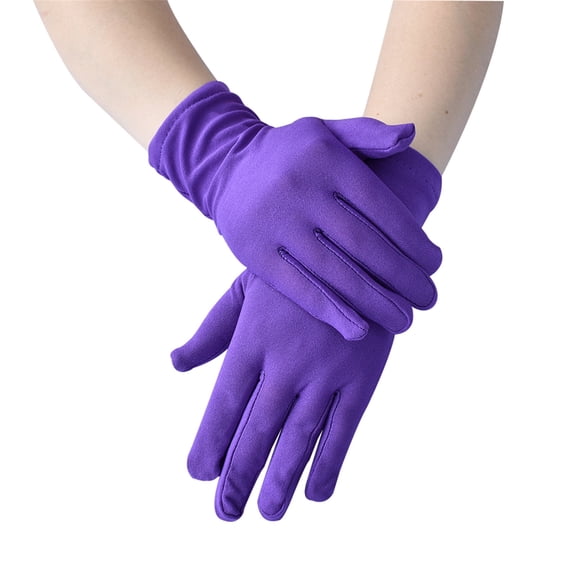 Gloves for Women Purple Fashion Solid Color Short Stretch Ceremonial Dance