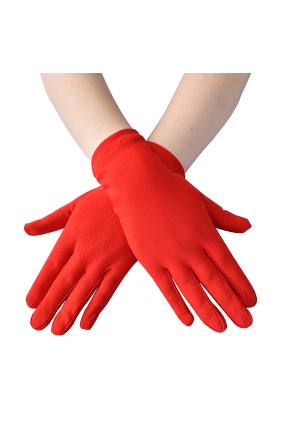 Gloves for Women Red Fashion Solid Color Short Stretch Ceremonial Dance