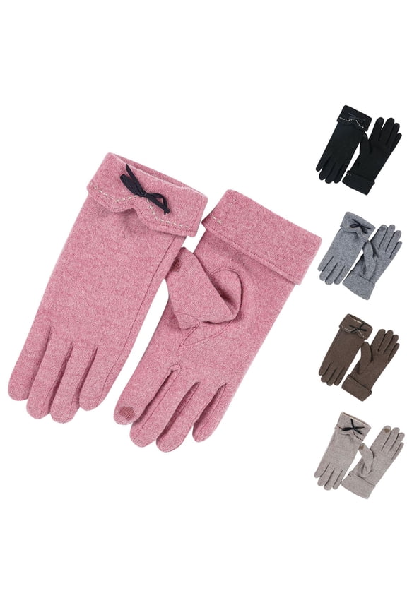 Gloves for Women Solid Color Warm Thick Soft
