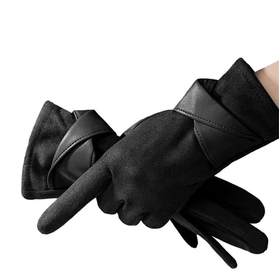 Gloves for Women Winter Clothing Faux Fur Thermal Warm Plush Soft Touchscreen Mens Mittens Black