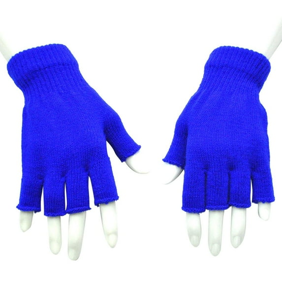 Gloves for Women Winter Cute New Unisex Gloves Mitten Fingerless Knitted Crochet Half-Fingers Adult Warm Winter Style B-133 Blue One Size