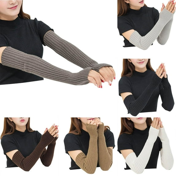 Gloves for Women Winter Knitted Warm Half Finger Open Finger Arm Covers