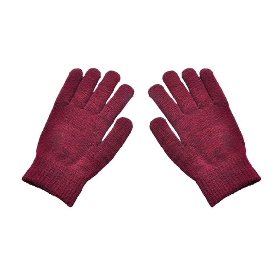 Gloves for Women Winter Thick Warm And Cold Knitted Solid Color Cycling Gloves Wine Red One Size