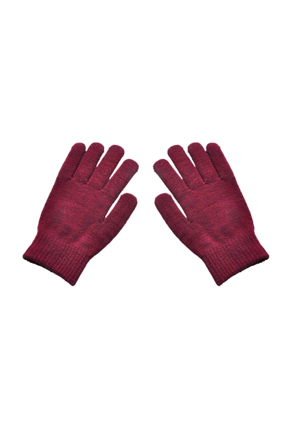 Gloves for Women Winter Thick Warm And Cold Knitted Solid Color Cycling Gloves Wine Red One Size