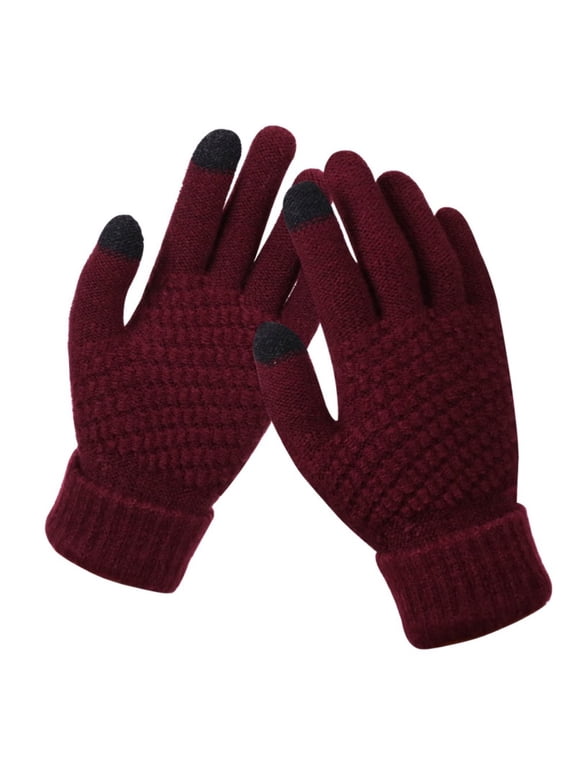 Gloves for Women Winter Touch Screen Warm Fleece Lined Knit Gloves Elastic Cuff Winter Texting Gloves