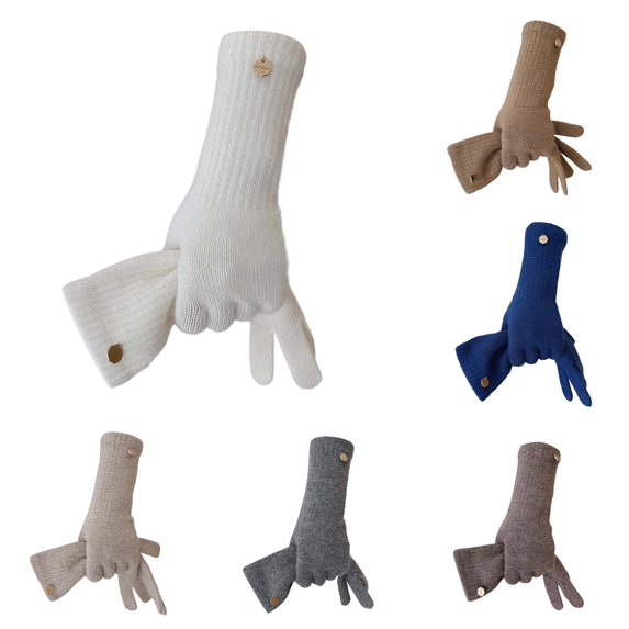 GPOECD Gloves for Women Women Solid Thermal Warm Finger Mobile Phone Long Knitted Gloves