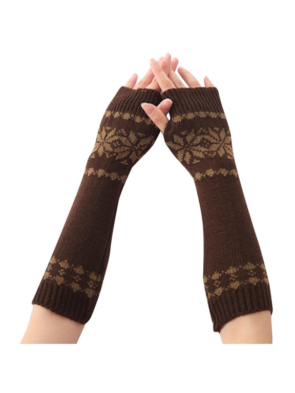 Gloves for Women and Men Winter Christmas Snowflake Jacquard Wrist Forearm Fingerless Warm Mittens All Occasion Wear