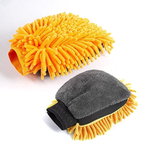 Gloves for car Washing, Microfiber no-Scratch scrubbing Driver Covers, car polishing, Cleaning The Interior of The carr Orange