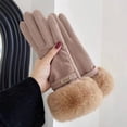 thumbnail image 1 of Gloves women's winter high-grade wool wool gloves thickened sweet riding gloves driving touch screen gloves, 1 of 5