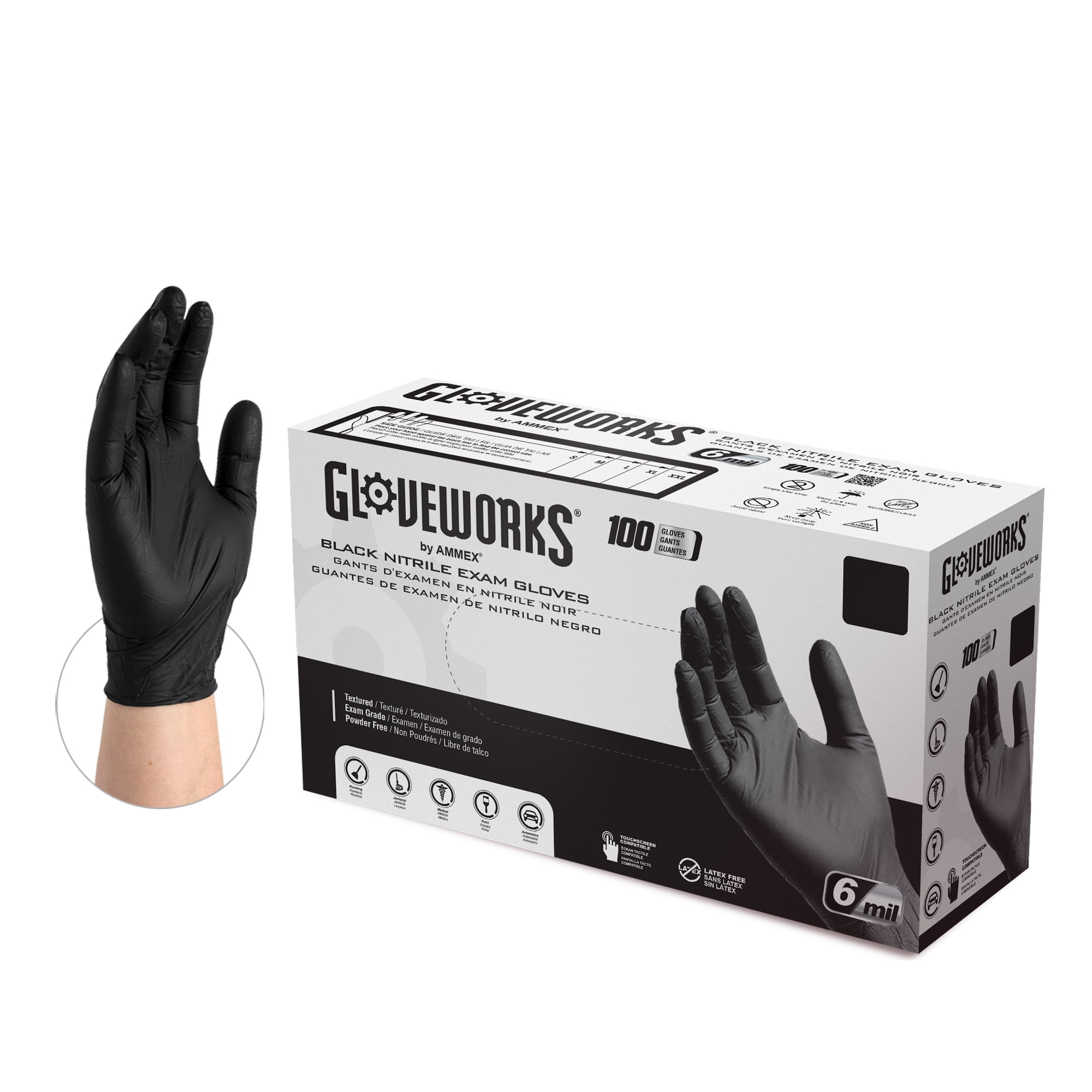Gloveworks Black Nitrile Medical Gloves, mil, Ethiopia Ubuy