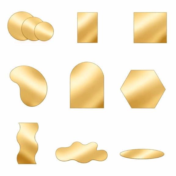 Glow Acrylic Mirror Reflective Display Set - 11PC Photo Background Props - Modern Shapes for Product Photography & Creative Photoshoots (Gold)