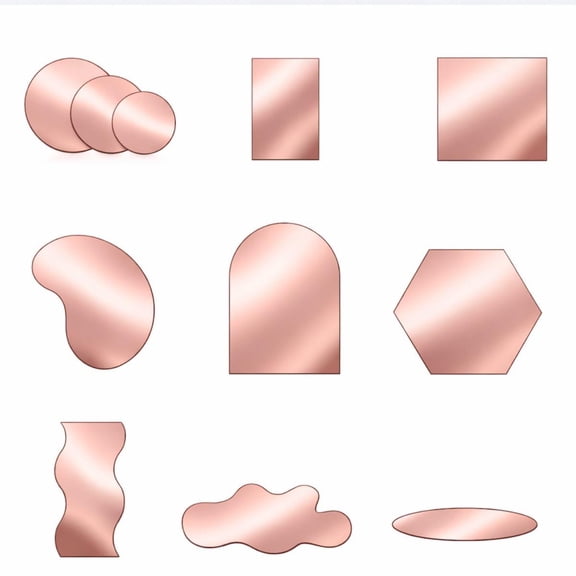 Glow Acrylic Mirror Reflective Display Set - 11PC Photo Background Props - Modern Shapes for Product Photography & Creative Photoshoots (Rose Gold)