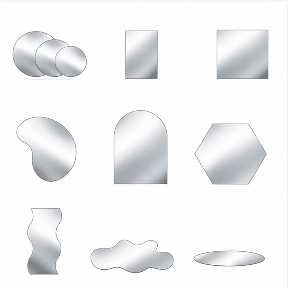 Glow Acrylic Mirror Reflective Display Set - 11PC Photo Background Props - Modern Shapes for Product Photography & Creative Photoshoots (Silver)