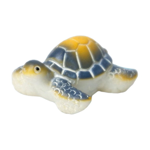 Glow Aquarium Turtle Ornament 1.38 In, Mini Luminous Plastic Figurine for Fish Tank Aquascape Decor Desktop Display, Blue