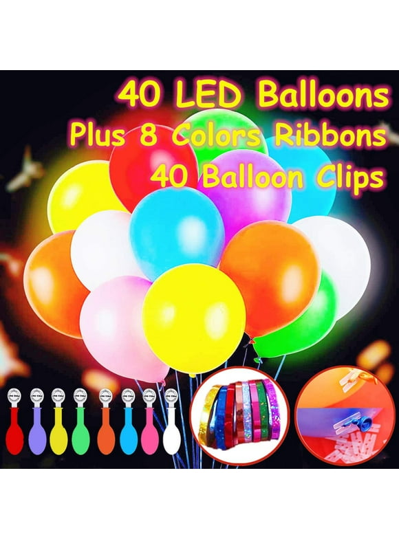 Glow Balloons ,LED Light up Flashing, 40 Pk Mixed Colors ,Party ,Birthdays Wedding Decorations