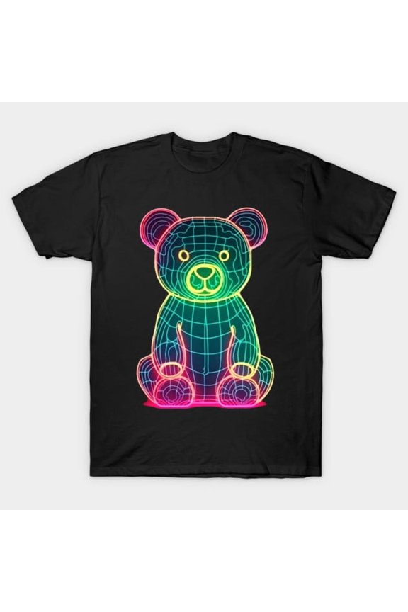 Glow Bear Funny Psychedelic Retro 60s Hippie Trippy Neon Animal Art G5091 T-Shirt, for men and women, Up to Size 5XL