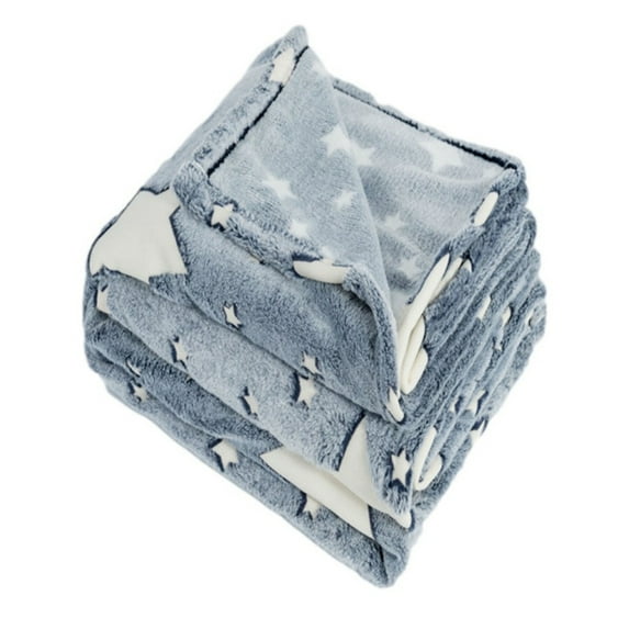 Glow Blanket Glow in the Dark Blanket, Stars and Moon Pattern Double-Sided Fleece Throw, Soft Warm Blanket for All Seasons, Luminous Bedding for Home, Camping, Travel, and Gift Ideas Luminous Throw