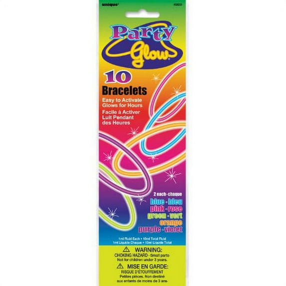 Unique Glow Bracelets 8 in Assorted 10ct (Pack of 48)