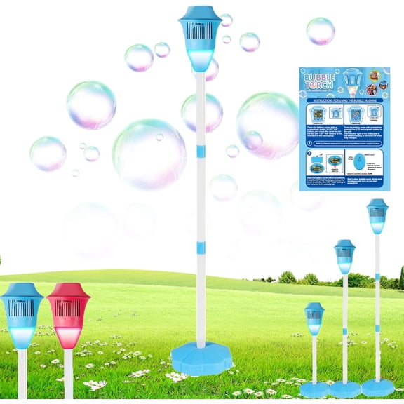 Glow Burst Bubble Fountain, Automatic Bubble Machine for Kids, Street Lamp Bubble Machine with One-Button Start