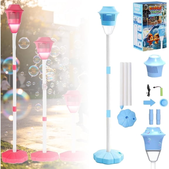 Glow Burst Bubble Fountain, Bubble Burst Fountain, Glowburst Bubbles Fountains, Automatic Standing Bubble Blower with Led Lights & Music, Height Adjustable Outdoor Party Machine