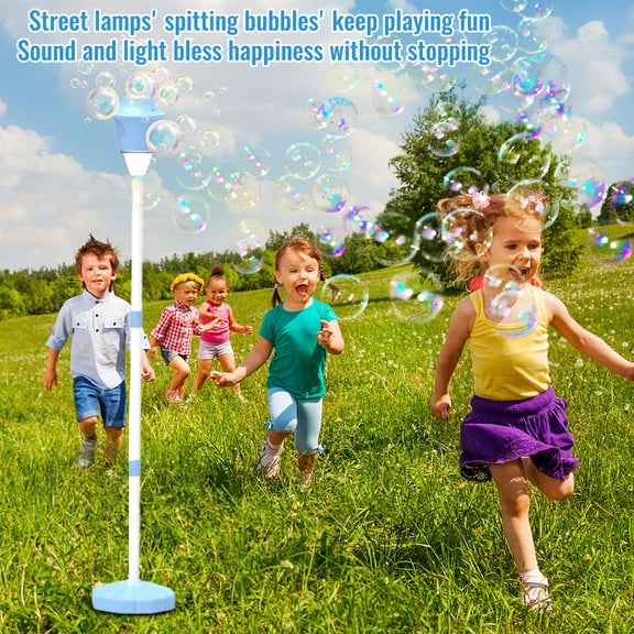 Glow Burst Bubble Fountain, Splashy Surprises Bubble Maker, Street Lamp Bubble Machine, Automatic Standing Torch Maker Machine Height Adjustable up to 46 Inches with Light/Music Red