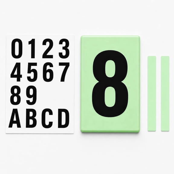 Glow in the Dark Address Sign Kit DIY Custom House Numbers & Letters Charges in Daylight, Glows at Night 3.94" Plate with Adhesive Numbers (09 & AD) No Power Needed Mailbox, Wall or Fence