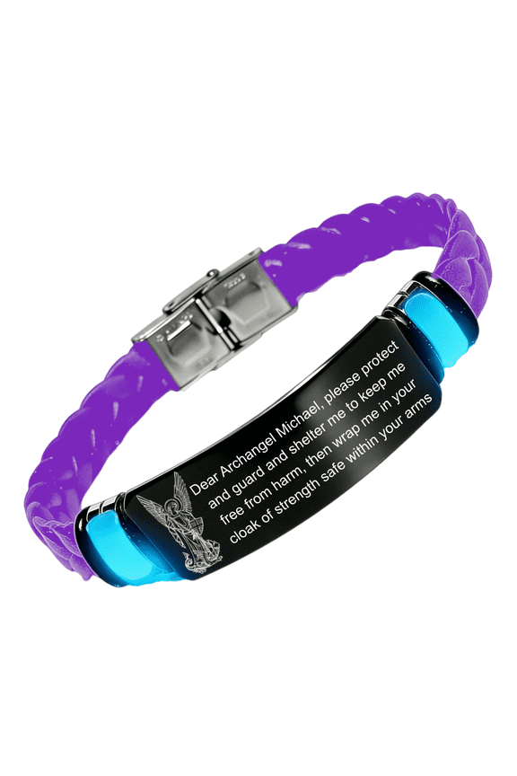 Glow in The Dark Archangel Saint Michael Silicone Bracelet – Patron Saint of Warriors Prayers Deliverance Engraved Wristband, Christ Spiritual Faith Gifts for Him Her