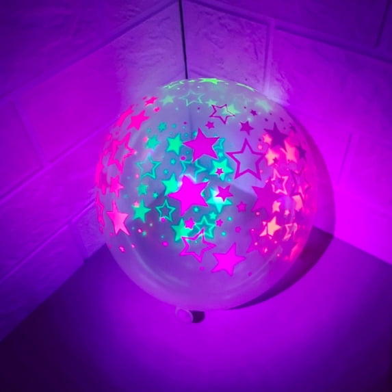 Glow in The Dark Balloons,5-Pack 11 Inch Star Dot Party Decorations with Light Absorbing Pattern,Romantic Luminous Indoor Outdoor Celebration Supplies