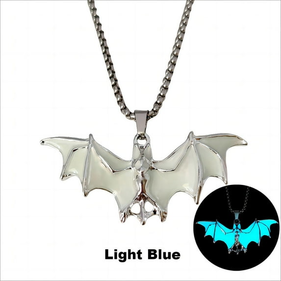 Glow in the Dark Bat Pendant Necklace for Halloween Festival - Cool Street Style Accessory, Fashion Jewelry with Luminescent Feature, Durable and Unique Design