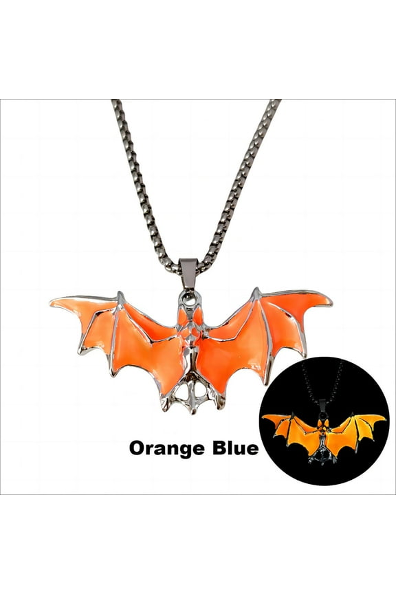 Glow in the Dark Bat Pendant Necklace for Halloween Festival - Cool Street Style Accessory, Fashion Jewelry with Luminescent Feature, Durable and Unique Design