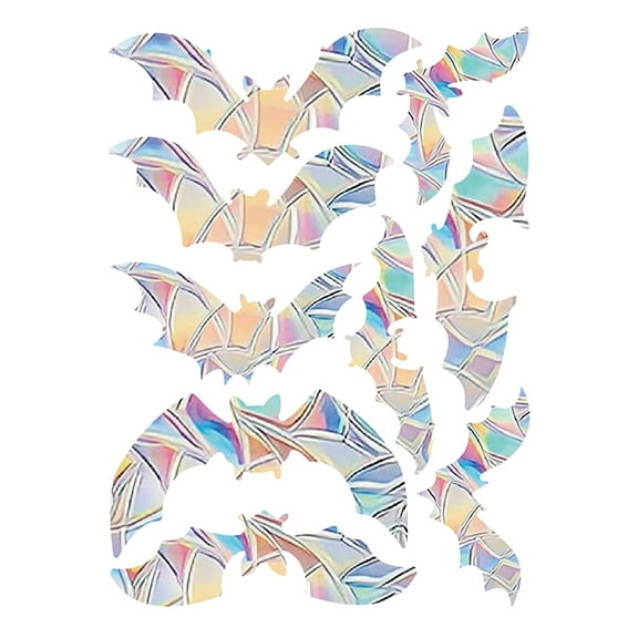 Glow in the Dark Bat Window Clings Decals Set, Reflective Stickers for Glass Door Halloween Decor, Spooky Sunset Silhouette Party Supplies - Camouflage